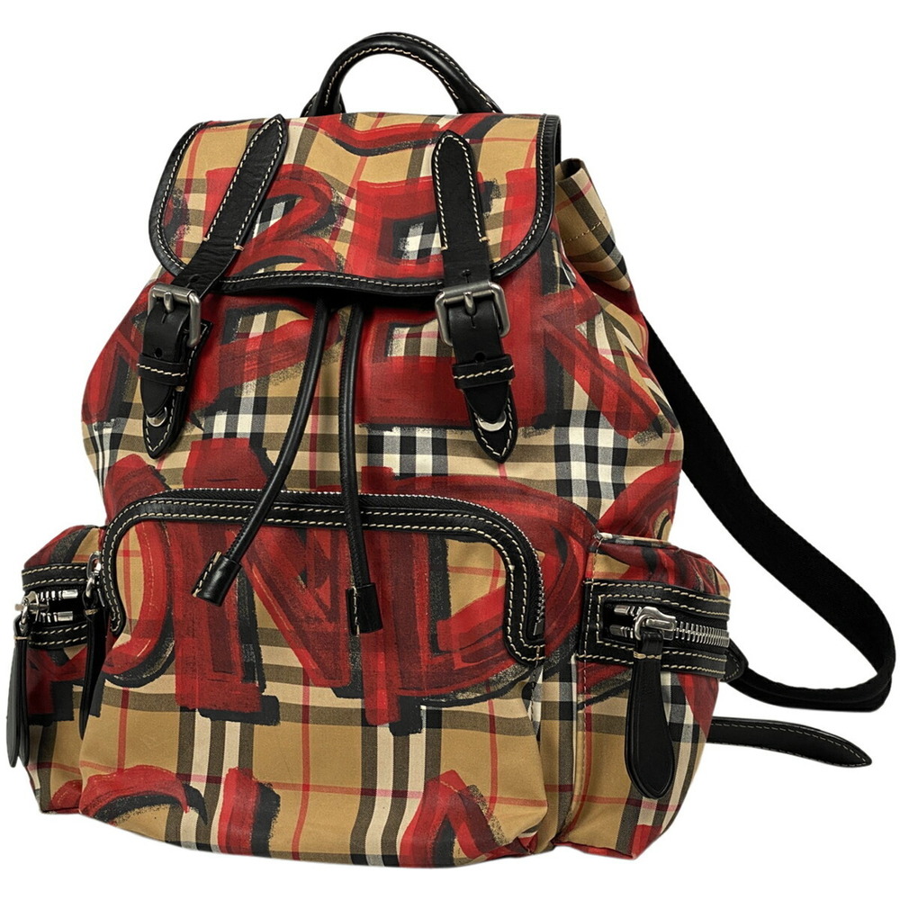 Burberry Graffiti Check Backpack Rucksack Daypack Beige Red Black
